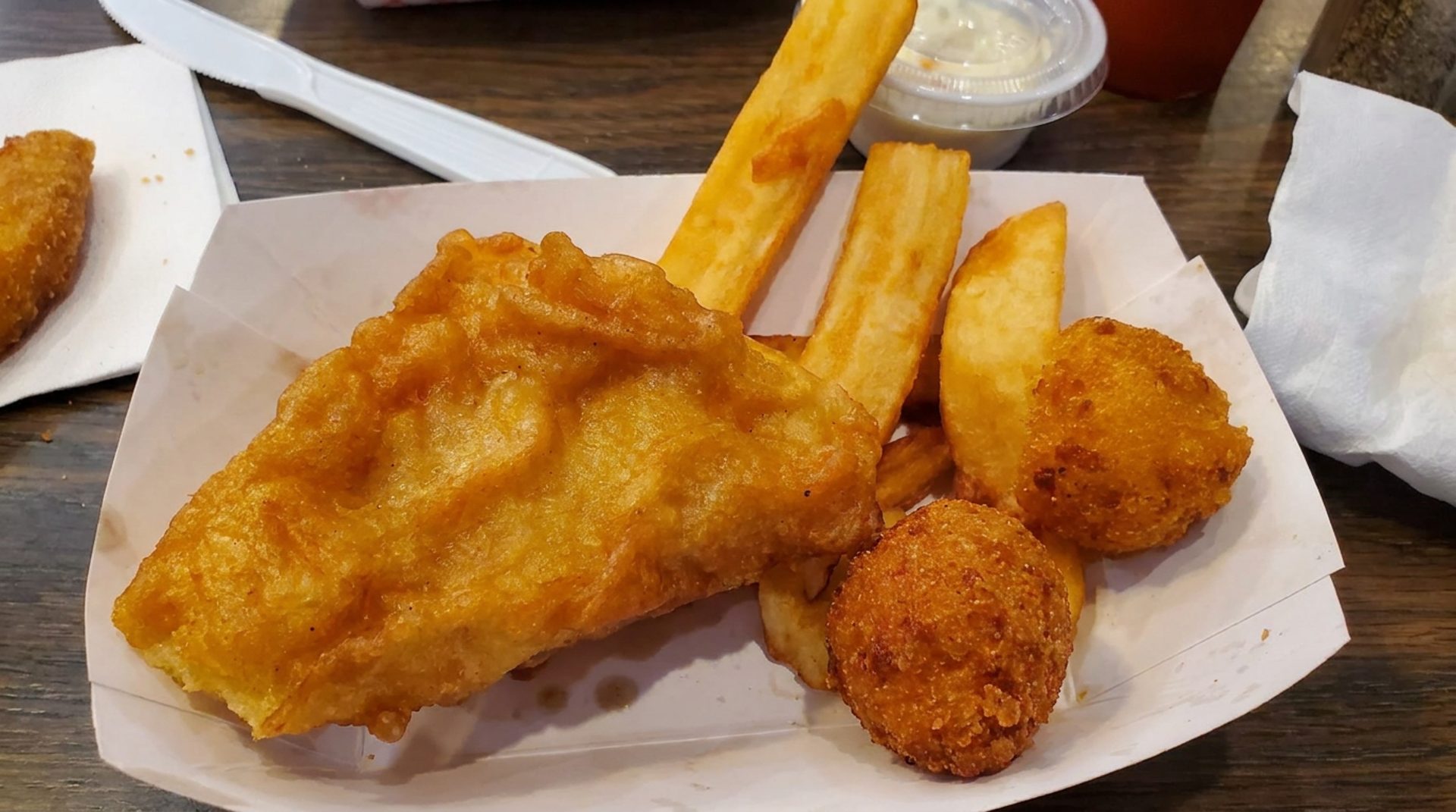 Fish, fries, and hushpuppies
